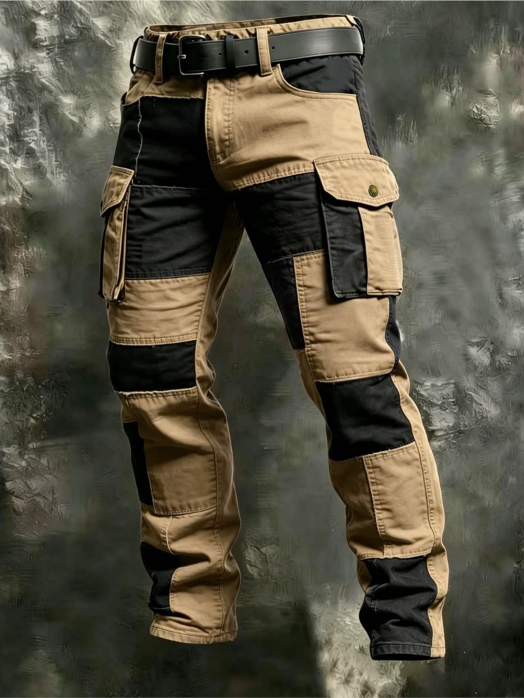 Cotton Men Cargo Pants Khaki C - Outdoor Lighting Black ulasan dan harga