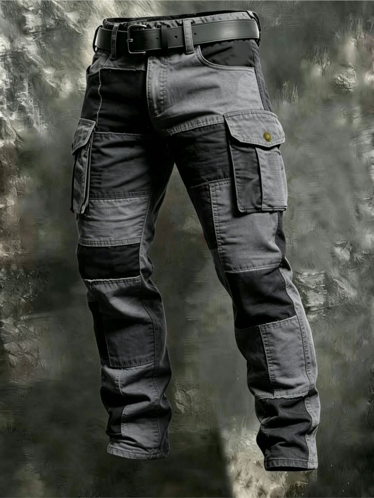 Cotton Men Cargo Pants Khaki C - Outdoor Lighting Black ulasan dan harga