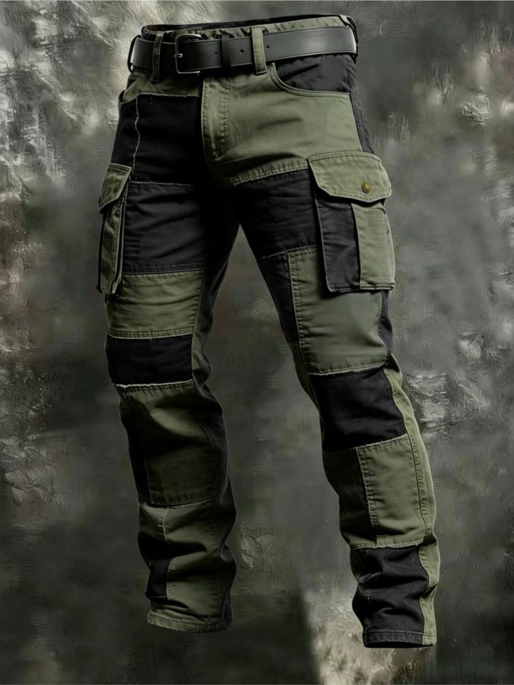 Cotton Men Cargo Pants Khaki C - Outdoor Lighting Black ulasan dan harga