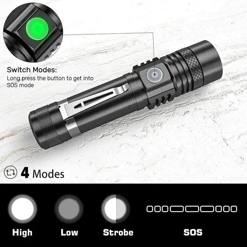 Rechargeable T6 Handheld Flash - Outdoor Lighting Black ulasan dan harga