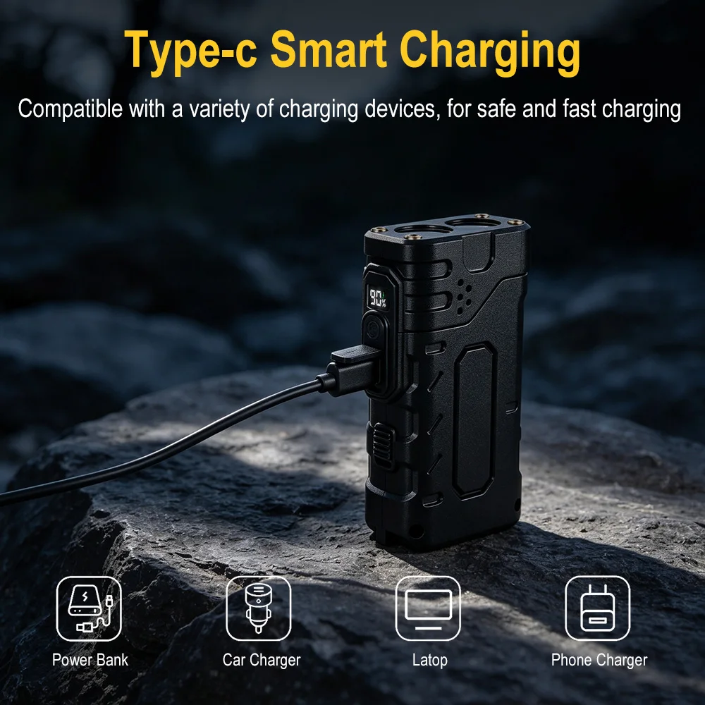BORUIiT Hand Crank EDC LED Fla - Outdoor Lighting Black ulasan dan harga